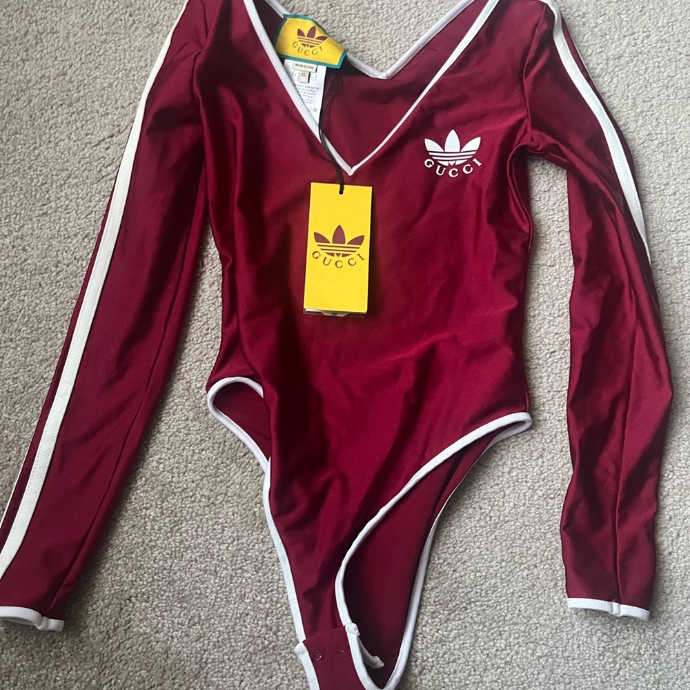NWT Gucci Adidas bodysuit x small burgundy